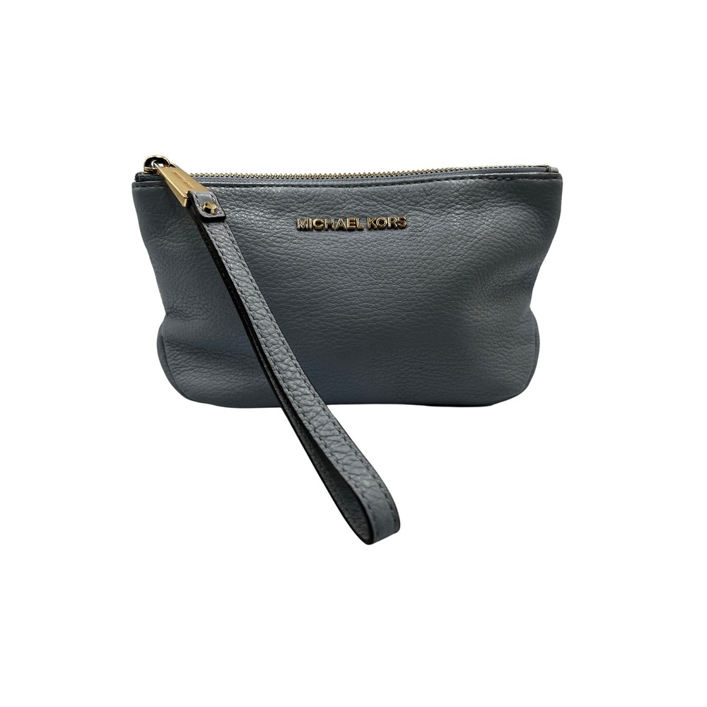 Michael Kors Wristlet Women Small Blue Good Pebbled Leather Gold Hardware‎